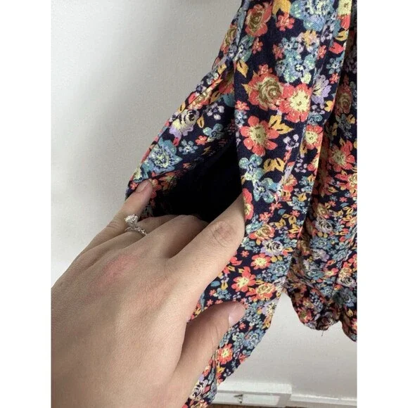 Free People Show Me Love Linen Blend Romper Size XL Off The Shoulder Floral - Picture 6 of 11